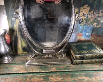 Antique metal table psyche 1900, antique Cheval Mirror