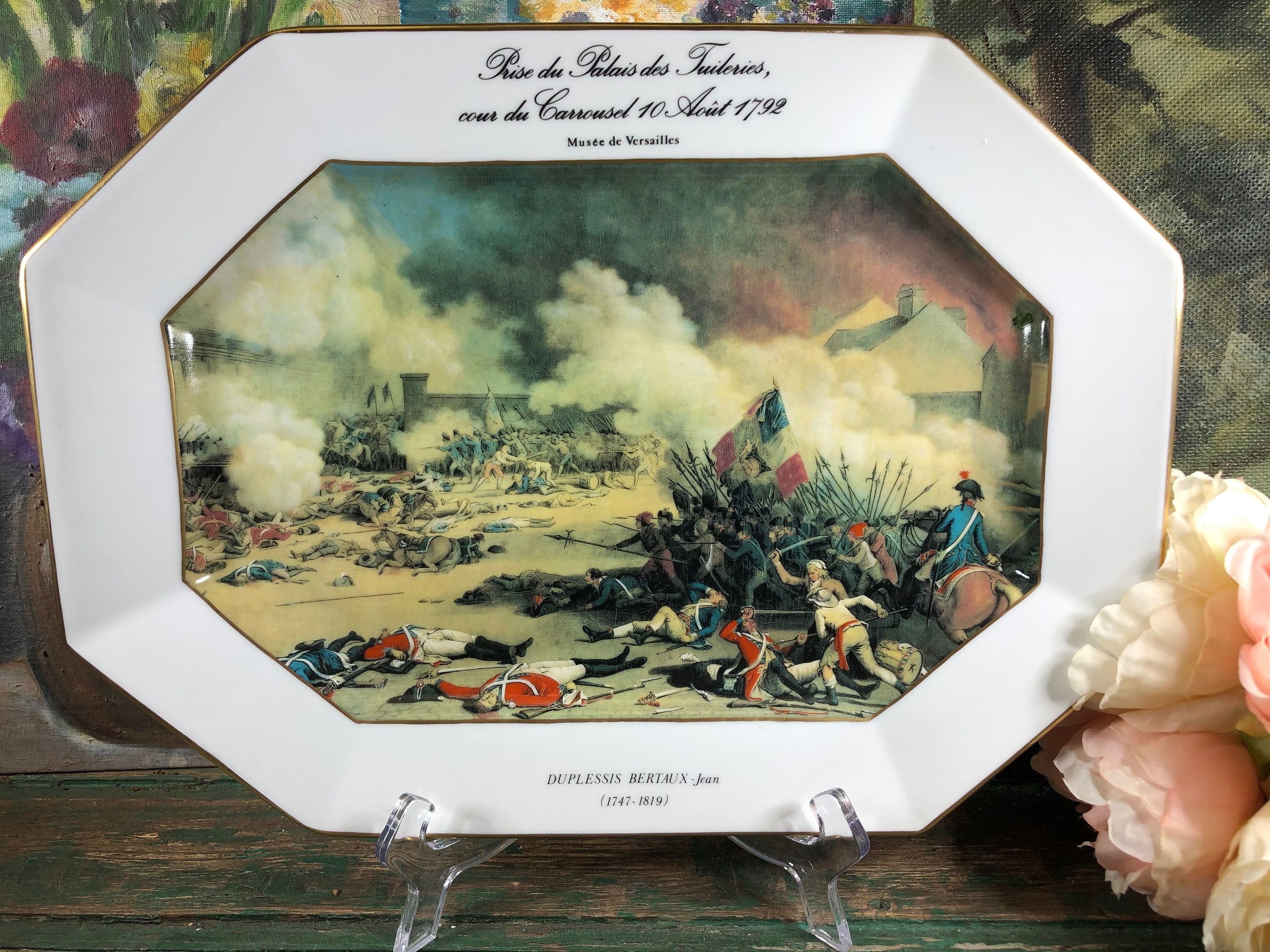 Grand Plat Limoges Collection Lys Royal, Duplessis Bertaux Assiette, Assiette Prise Du Palais Des Tu