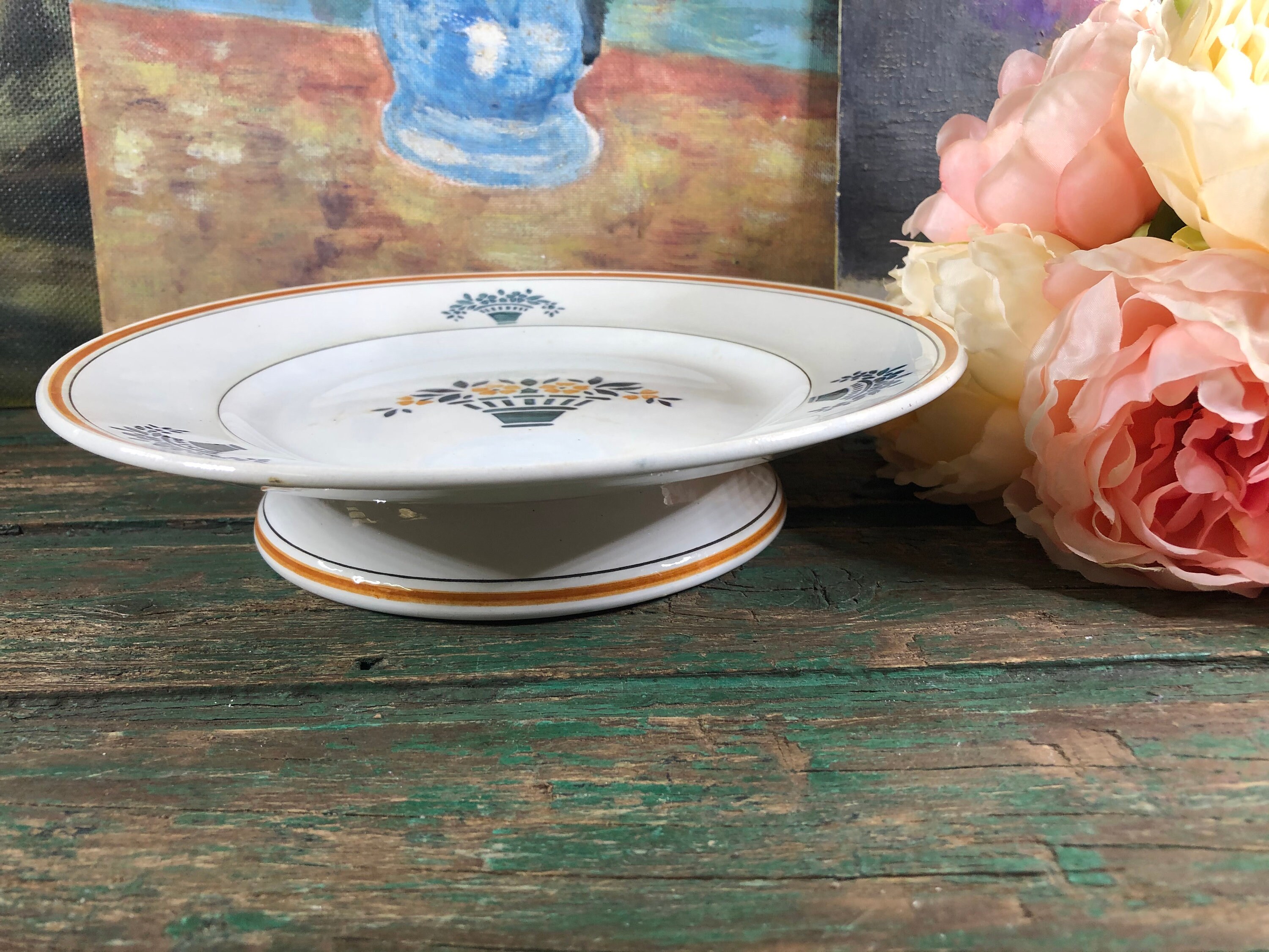 Plat de Présentation Gateau Moulin Des Loups, Plat Denyse Moulin Coupe Orange Noir Orchies