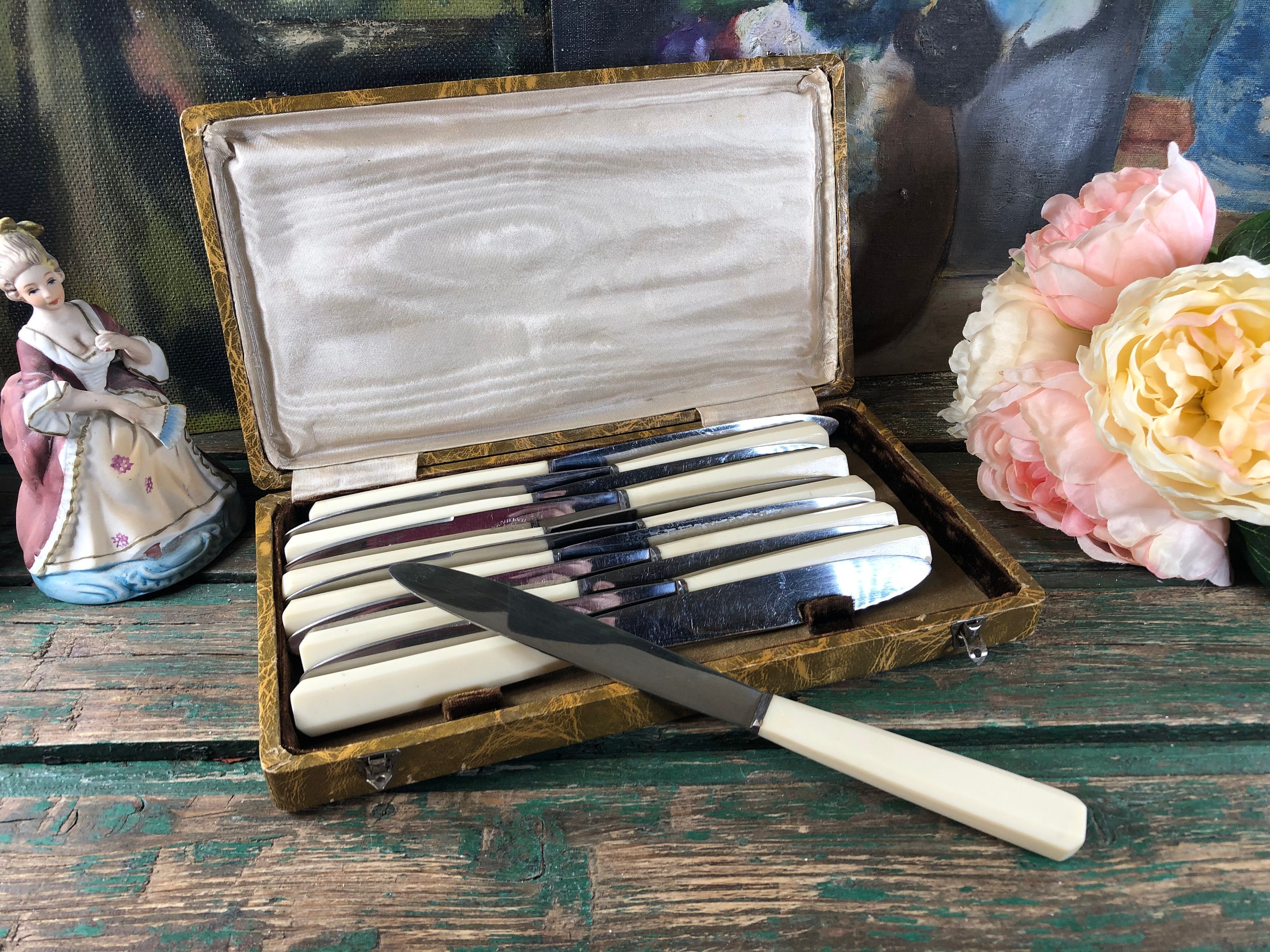 COFFRET DE 12 COUTEAUX ANCIENS MANCHE CORNE EUR 20,00 - FR