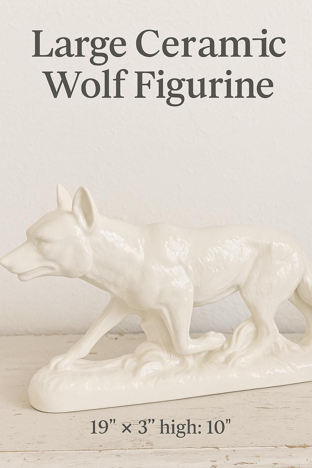 大きな白いセラミックの犬の像 – ディゴアン・サルグミーヌ