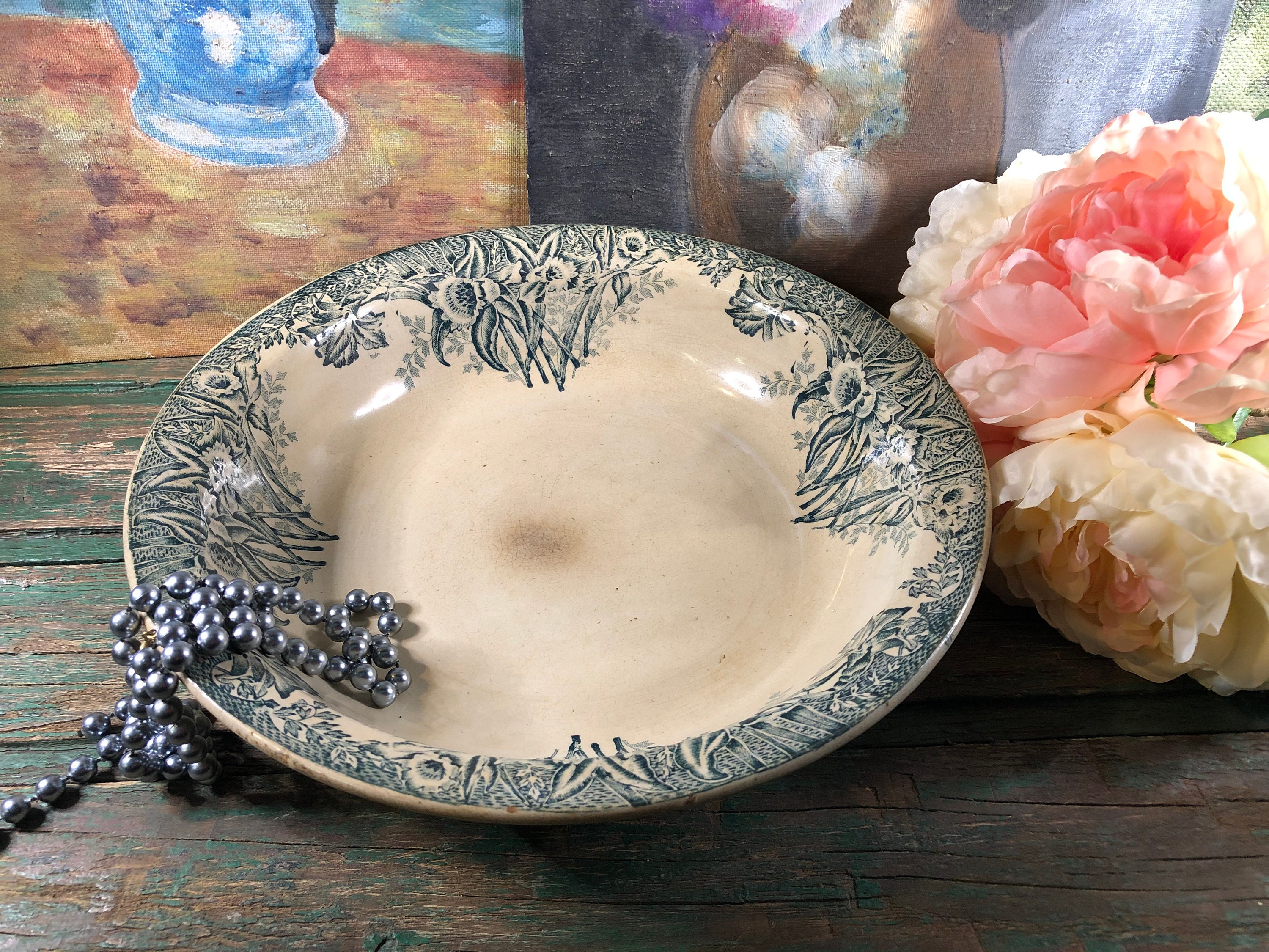 Ancien Plat A. Lebacqz & M. Bouchart Par Faïence St Amand