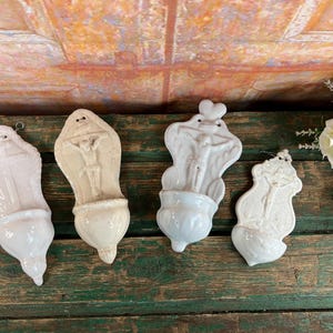 Antique Holy Water Fonts in White Faience and Porcelain - Late 19th/Early 20th Century - Unique Gift for Thanksgiving or Christmas
