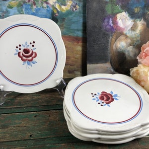 6 Vintage Kuchenteller mit Blumen Moulin des loups shabby Dekoration