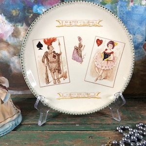 Antica carta da gioco francese Choisy le Roy, piatto parlante Choisy le Roy