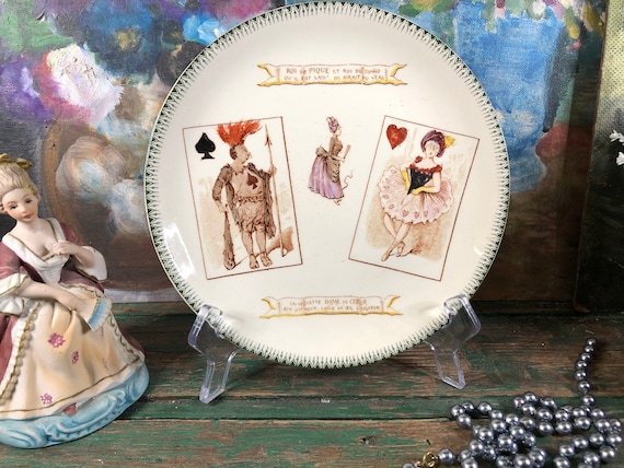 Assiette parlante jeu de carte Choisy le roi humour cartes à jouer fin  19eme roi de coeur dame de pique vintage années 1800 -  Canada
