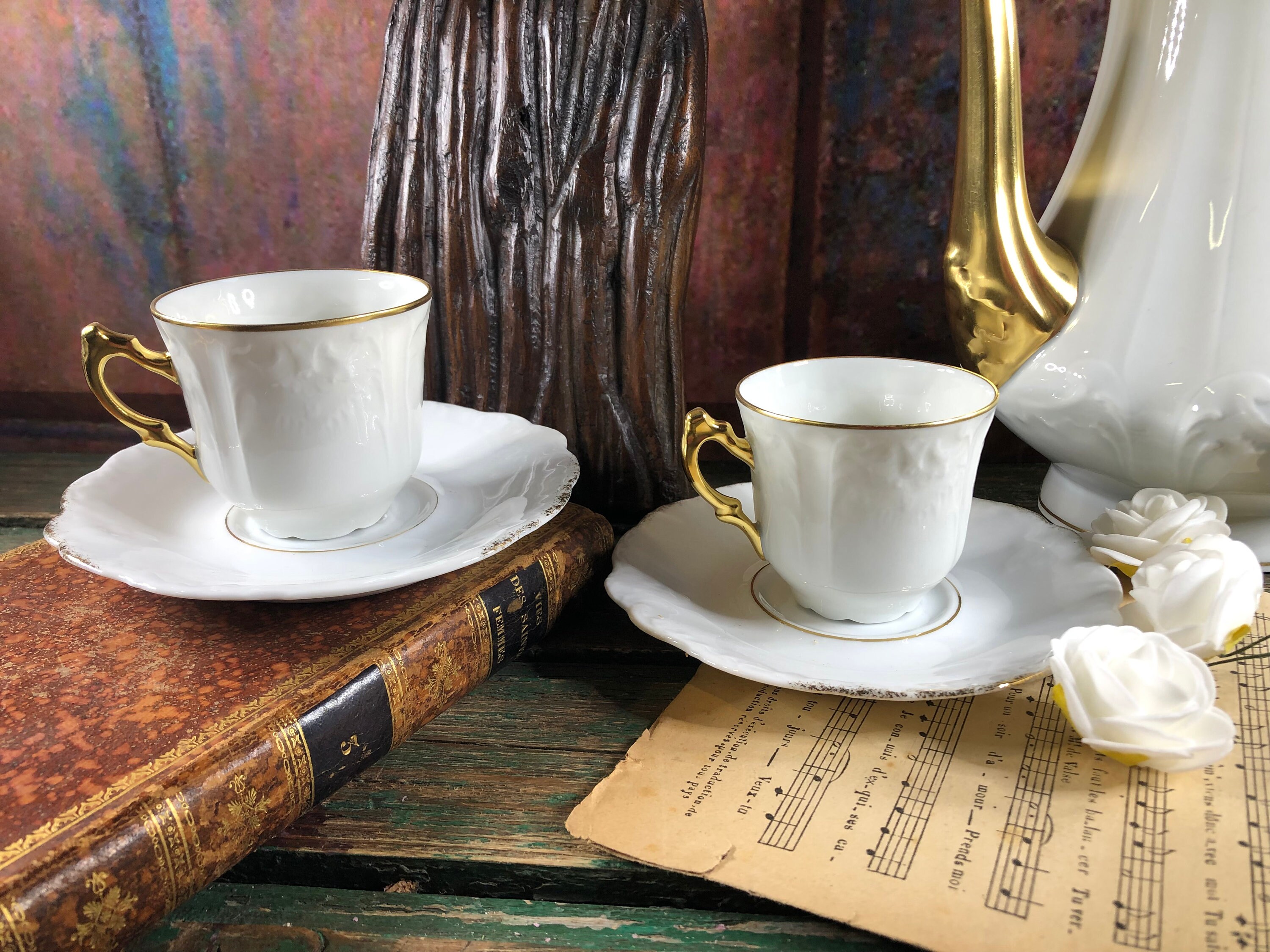 Coffret 2 tasses à café et soucoupe porcelaine de Limoges par Extranorm 