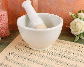 Antique French Porcelain Mortar and Pestle – Farmhouse Decor