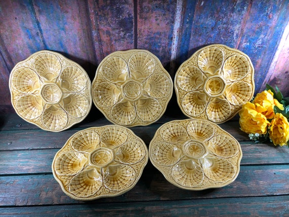6 ASSIETTES À Huîtres barbotine GIEN , diamètre: 25 cm EUR 34,00
