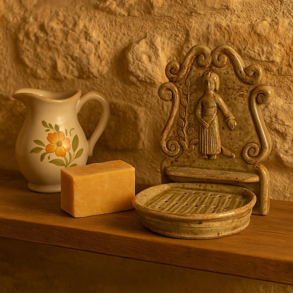 Porte-savon Double Ancien En Céramique Blanche – Fabriqué En France – Vintage