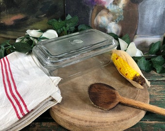 Vintage French glass butter maker with lid