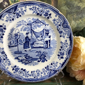 Antique French plate Chinese pattern Creil Montereau Louis leboeuf 1834