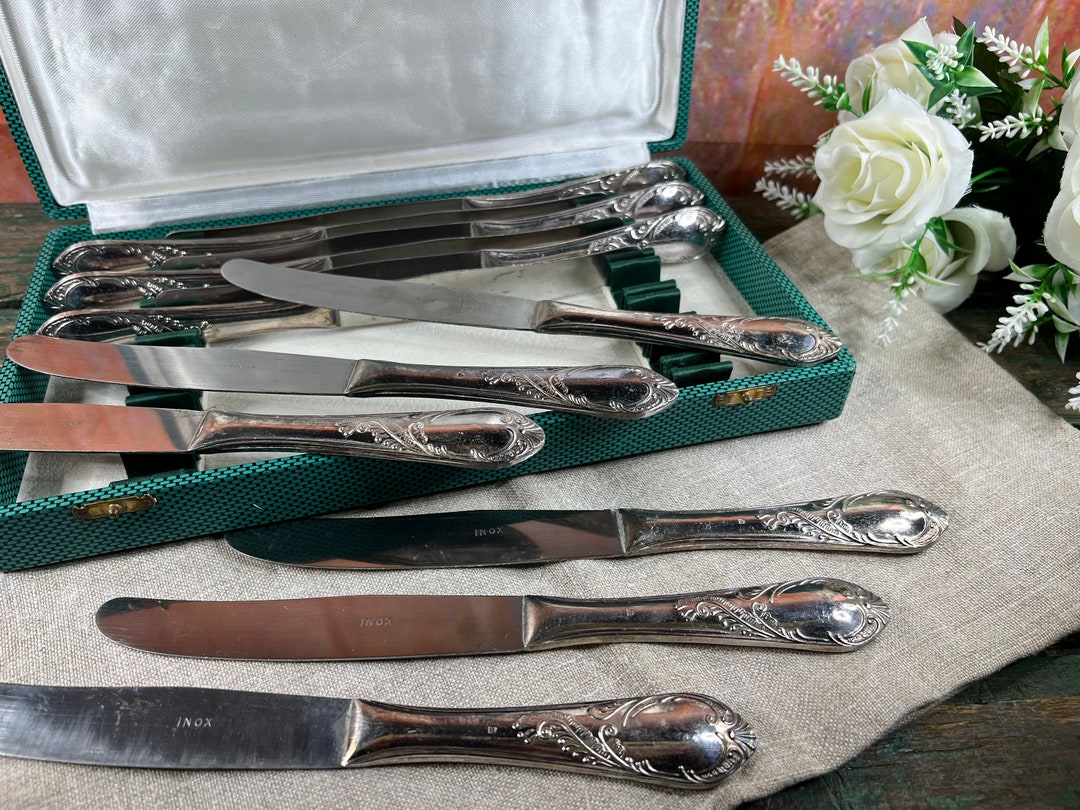 Vintage Dinner Knives Set of 12 in a Box Style Louis XV Etsy