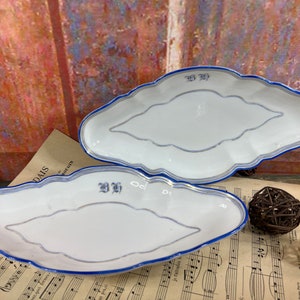 2 platos pequeños grandes vintage azules y blancos o bandejas para servir pequeñas de Ravier