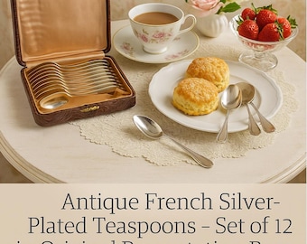 Cucchiaini da tè antichi francesi placcati in argento – Set Art Déco da 12, DAM Orfèvre