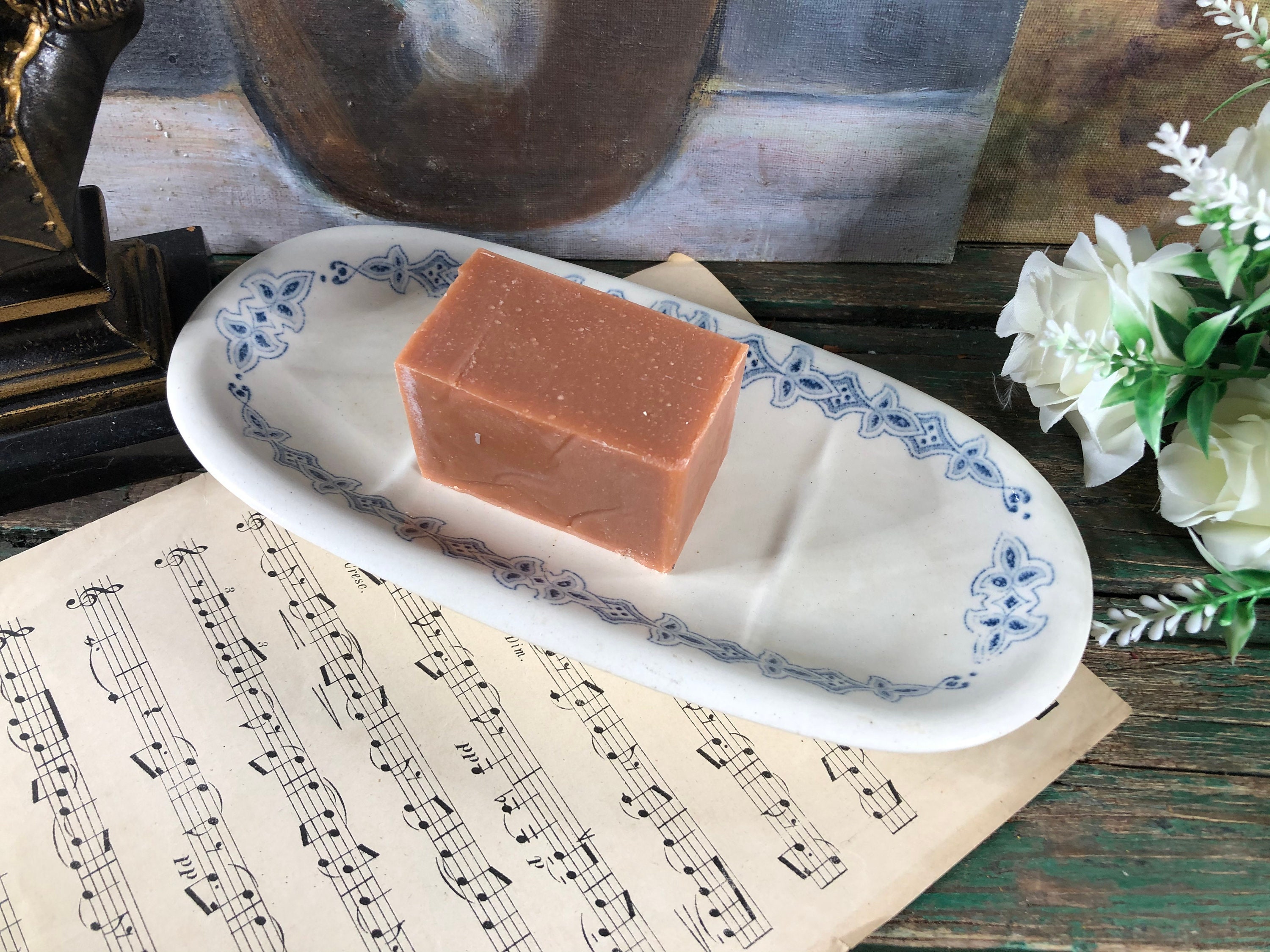 Ancien Porte Savon en Céramique Kg Luneville