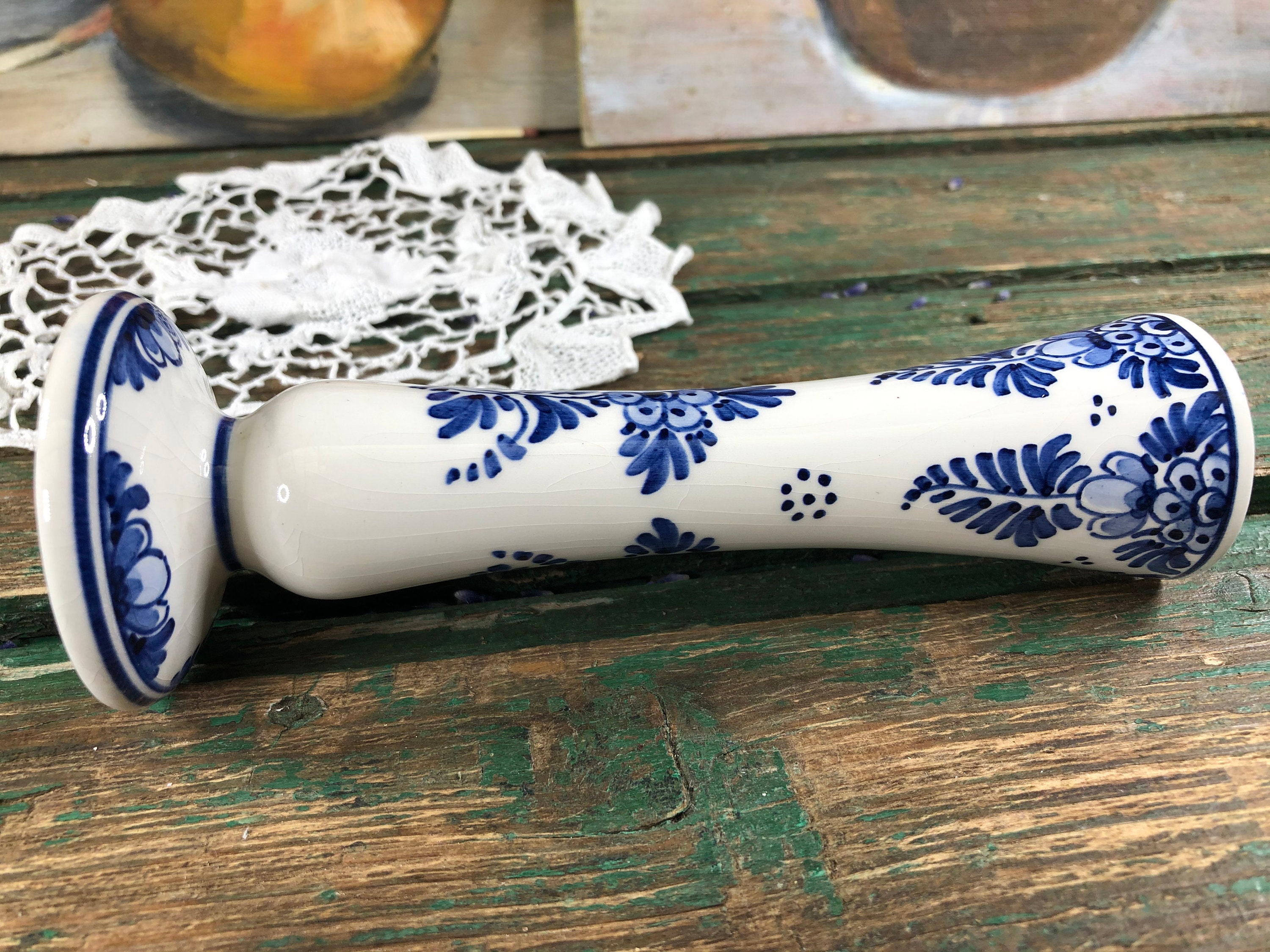 Vintage Delft Blue Bud Vase – Hand-painted Dutch Floral Ceramic - Etsy