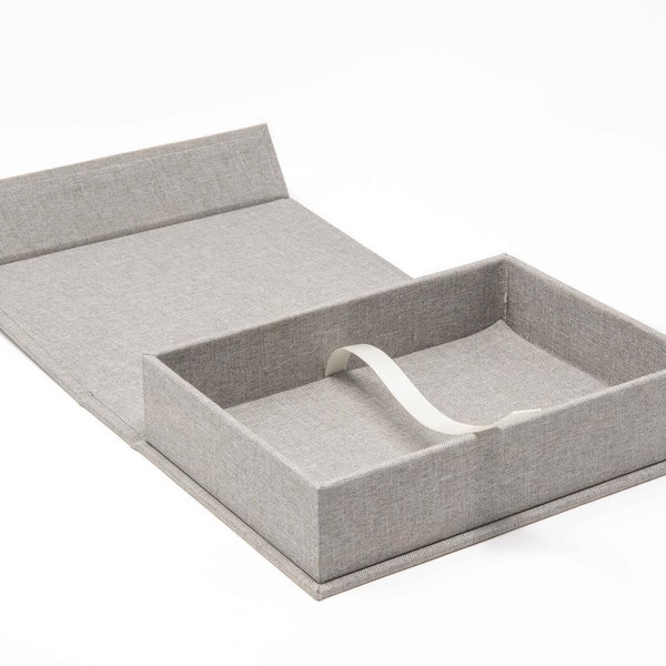 Gray | Linen Photo Box | Photographer Box | 4 x 6 | 5 x 7