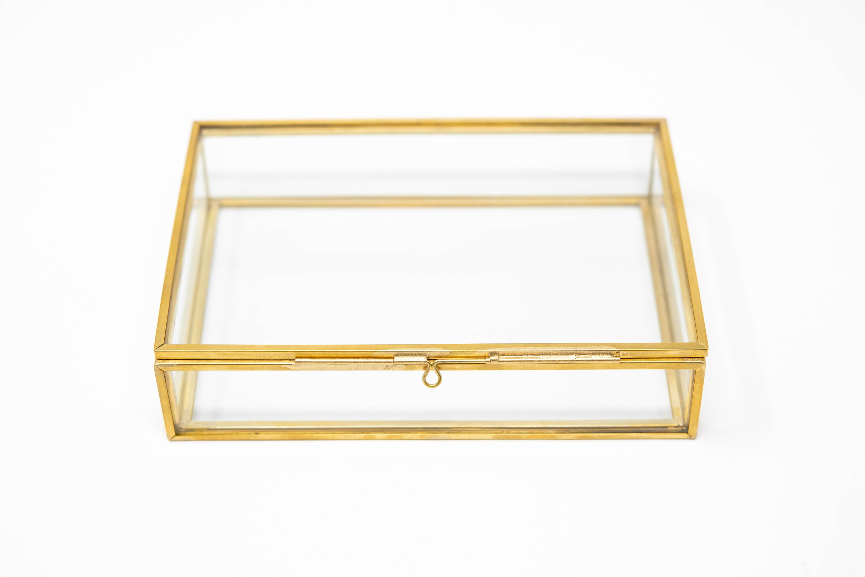 Jajamy Glass Wedding Card Box with Slot, Large Clear Card Box Gold Brass Gift