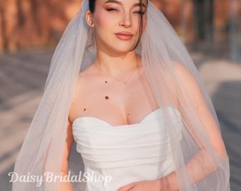 Glitter Tulle Wedding Veil: Sparkling Bridal Veil with Comb