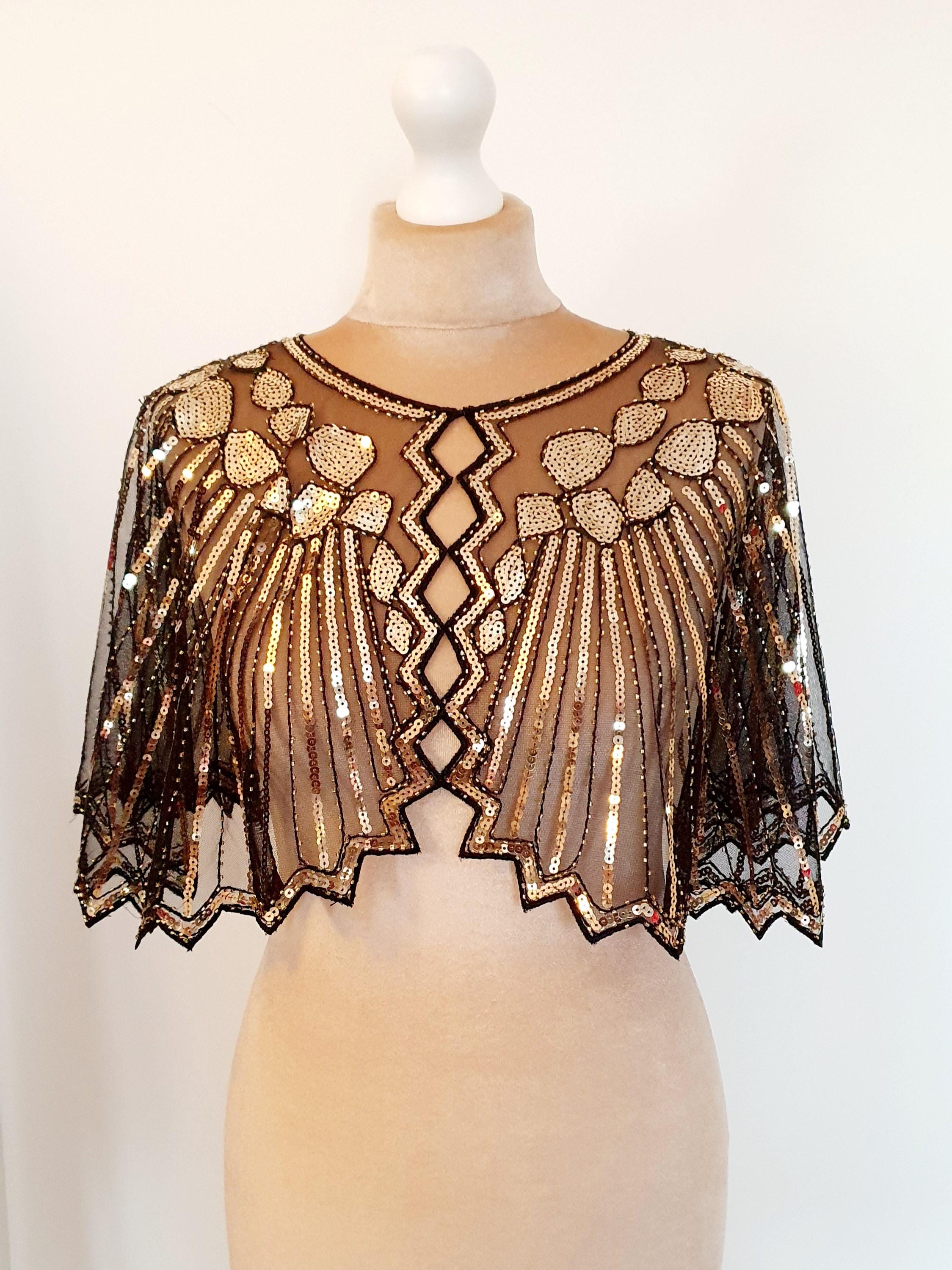 Châle En Fausse Fourrure Noir Pour Femme - Boléro élégant Pour Mariage, Soirée, Déguisement Années 20 - 5