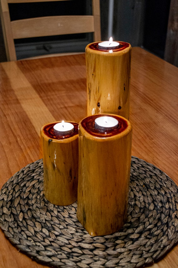 Red Cedar Candle Holder Rustic and Glamorous candle pillar Etsy