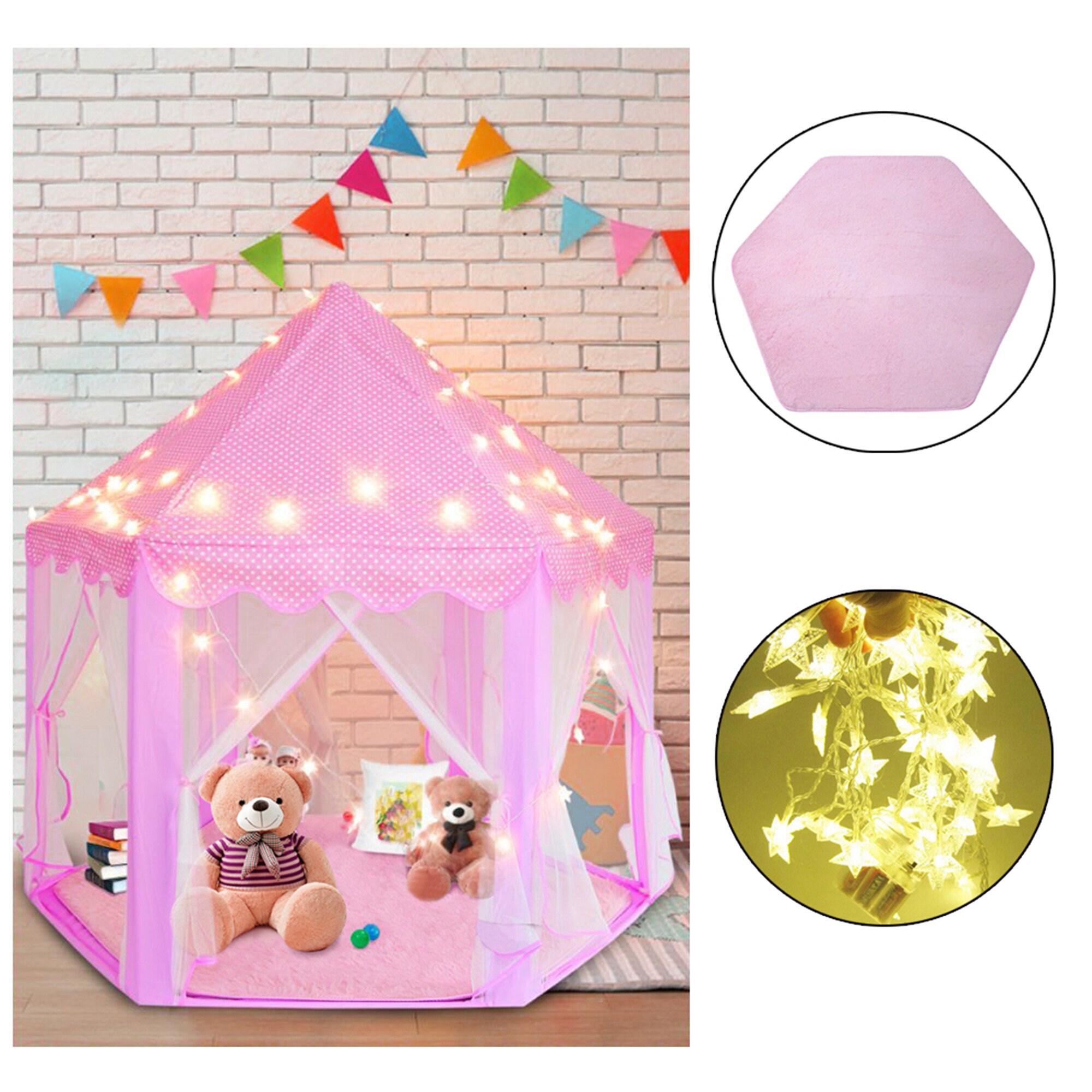 Pink Princess Castle Girls Kids Play Tent Playhouse Rug & Etsy