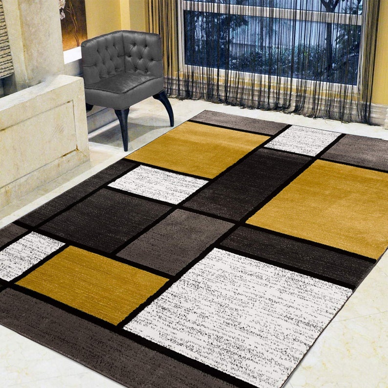 Contemporary Modern Boxes Design Area Rug Indoor Living Dining Etsy
