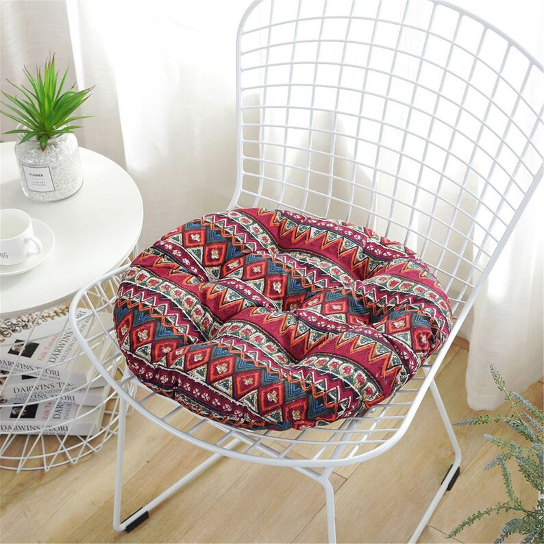 Round Chair Pad Patio Cushion Seat Pads Striped Tufted Bistro Etsy