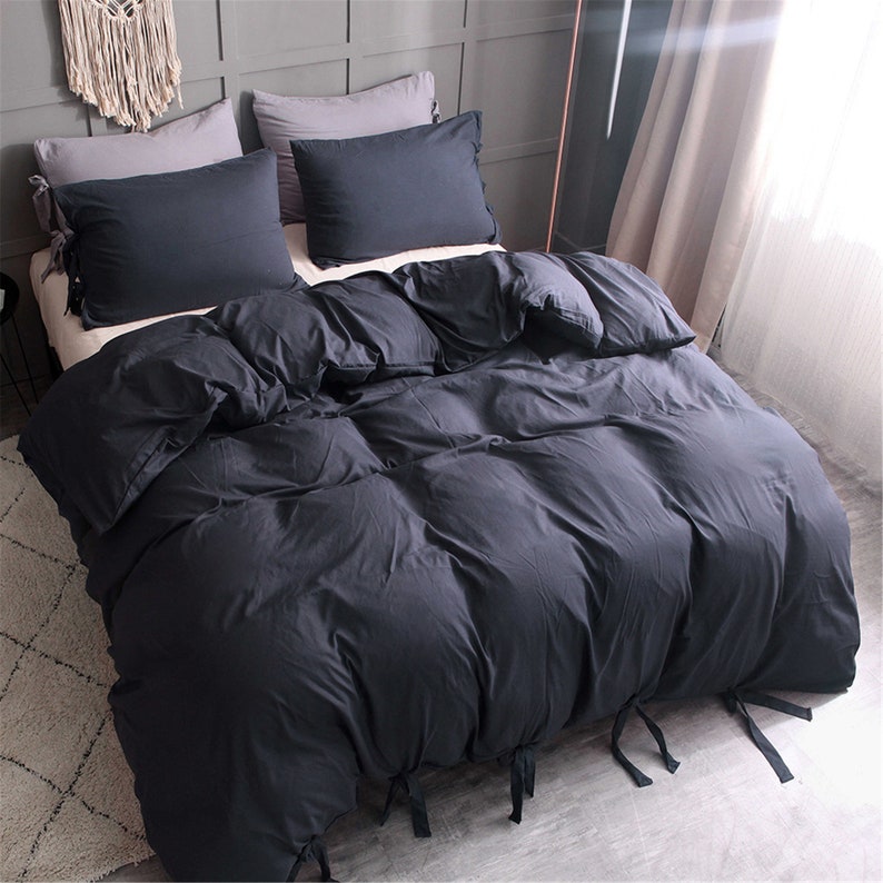 Duvet Cover Comforter Set Quilt Soft Solid Tie Strap Etsy