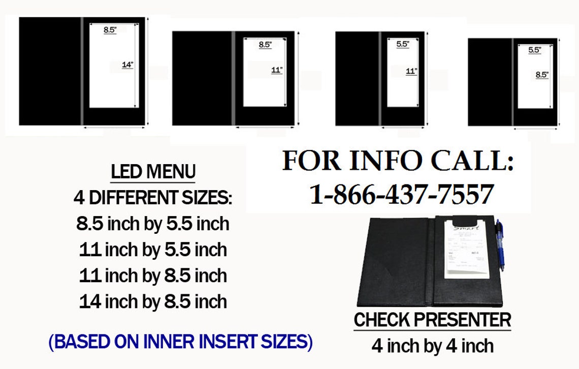 LED Double sided backlit menu light up menus restaurant menus Etsy