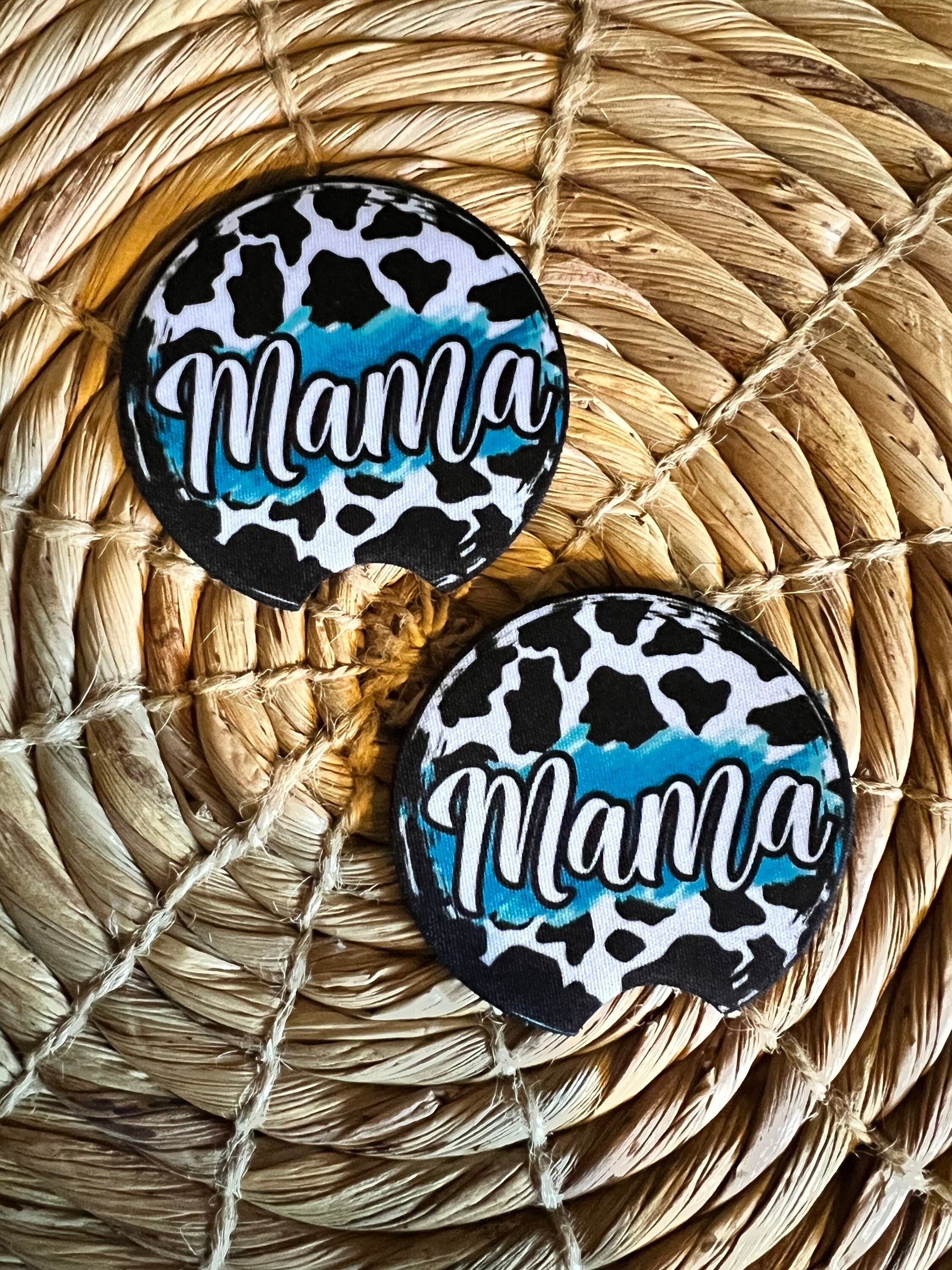 Cow Print Car Coasters Mama Western Car Accessories Cow Etsy