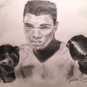 8x10 Graphite Portrait of Muhammad Ali (prints of original)
