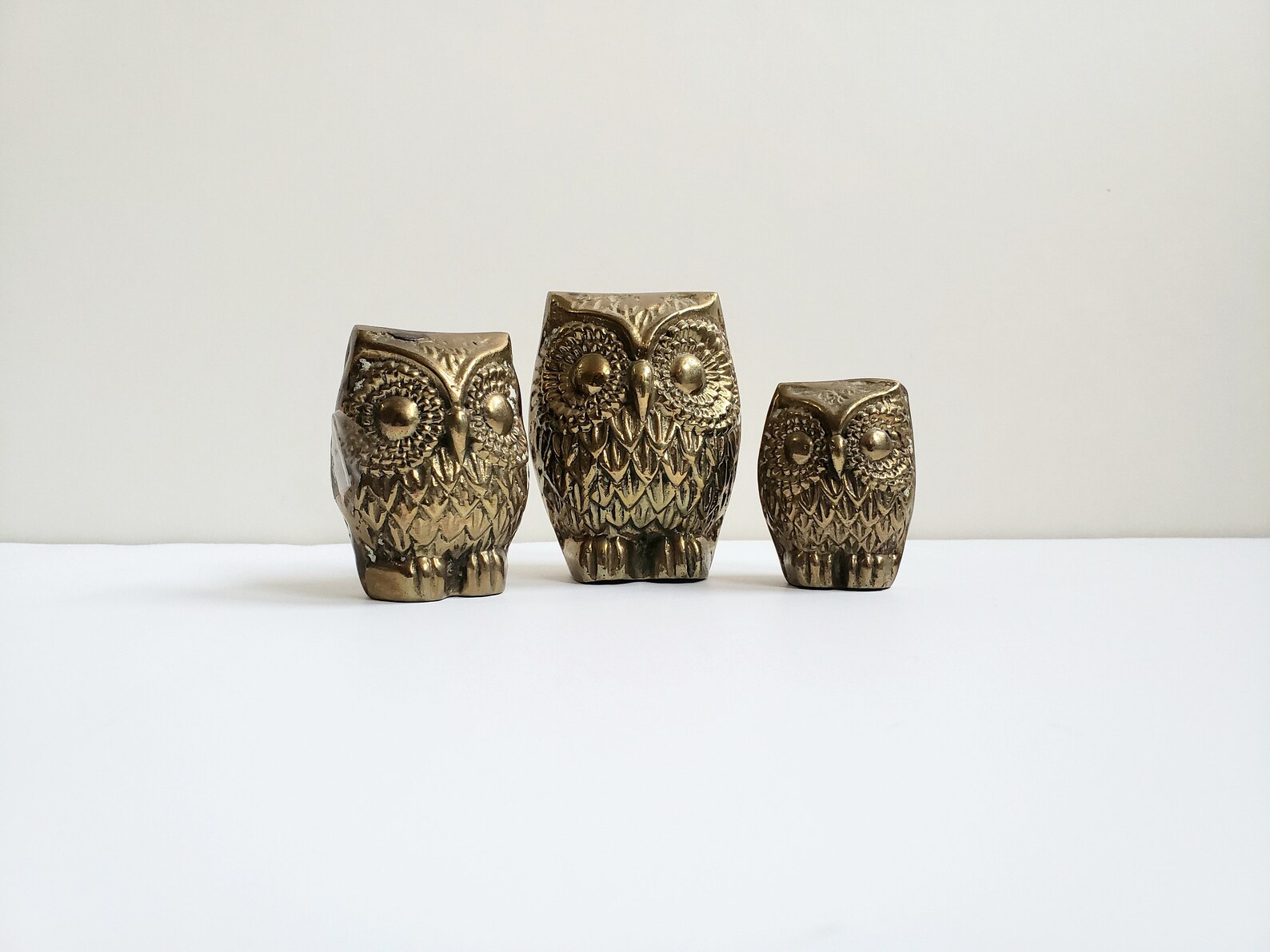 Vintage Set of Brass Owls Trio Vintage Home Decor Home Etsy