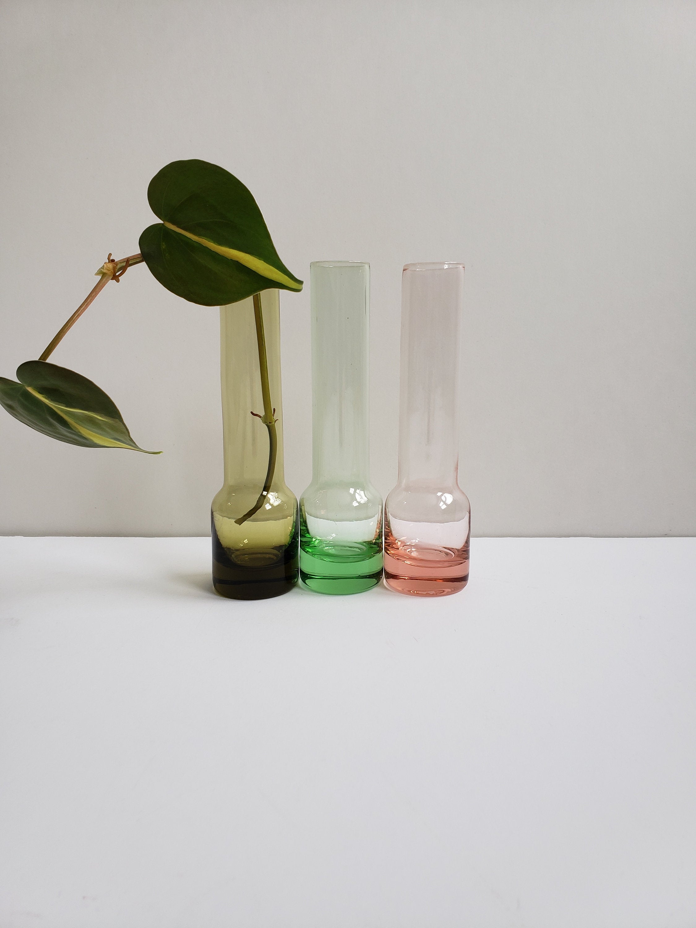 Mini Glass Bud Vases Trio Possibly Vintage Indoor Etsy