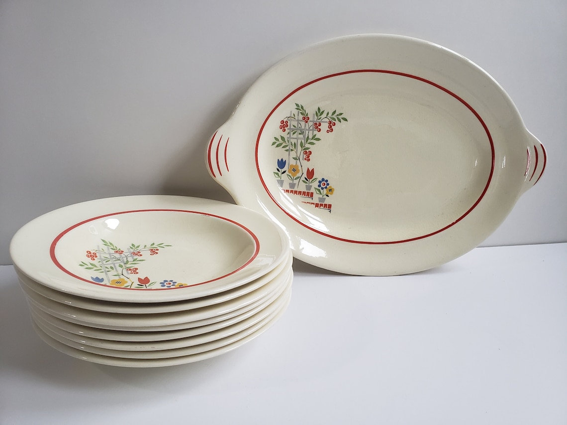 RARE Vintage Steubenville China Dish Set Pattern 1063 Flower Etsy