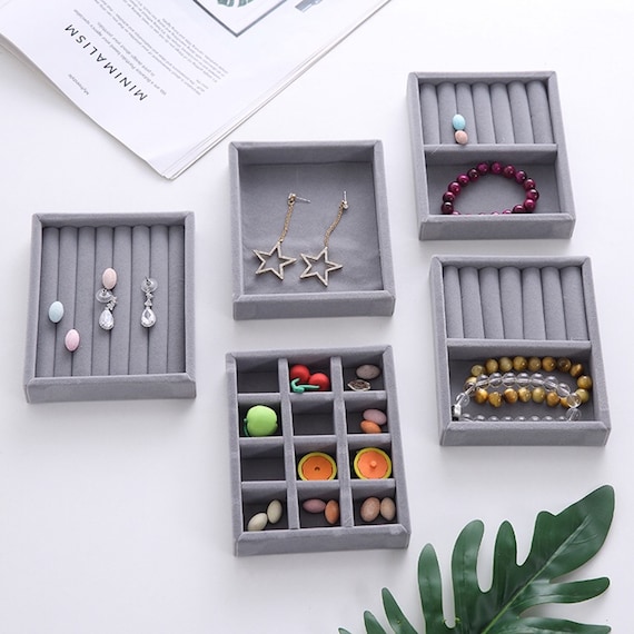 Nice Jewellery Organizer Box S/M size Drawer Jewelry Display Storage Tray  Earrings Holder Rings Packaging Hairpin Watches Stand