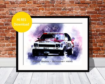 Peter Brock Bathurst Hero Car Portrait, Paint Effect Art (Digital Download)