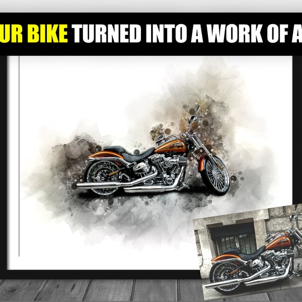 Portrait personnalisé à l'aquarelle de vélo, oeuvre d'art de moto, cadeau pour lui (fichier numérique)