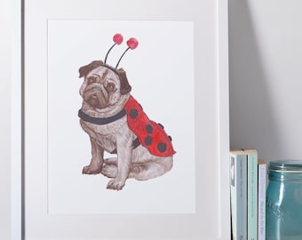 Art Print / Pug Drawing / Dog Drawing / Dog Art / Dog Lover Gift / Cute Art / Illustration/ Pugs / Pug Art