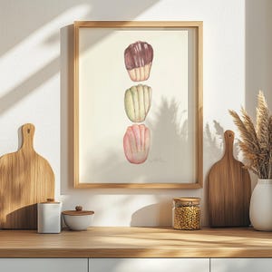 Madeleine Cookie Print, Boulangerie Art, French Food Print, French Pastries Poster, Art for Kitchen, Dessert Wall Art, Cookie Wall Art
