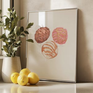 Concha Art Print, Concha Art, Pan Dulce Art, Pan Dulce Print, Conchas Pan Dulce, Dessert Art Print, Mexican Food Print, Mexican Food Art