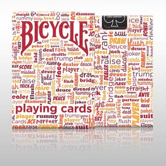 Table Talk Red Orange Playing Cards Poker Deck Bicycle Etsy