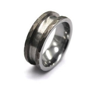 Tungsten 1-Piece "Hammered" Ring Blanks (8mm wide, 4mm channel)