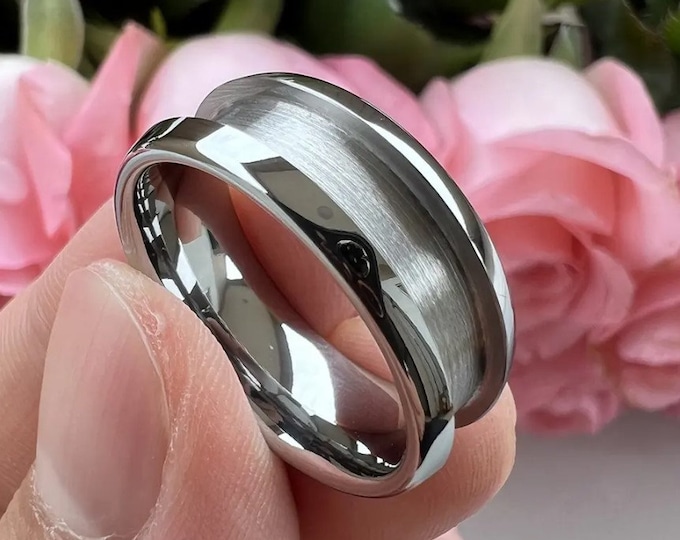 NEW!!! Tungsten 1-Piece Ring Blanks (8mm wide, 4mm channel) Domed Edge