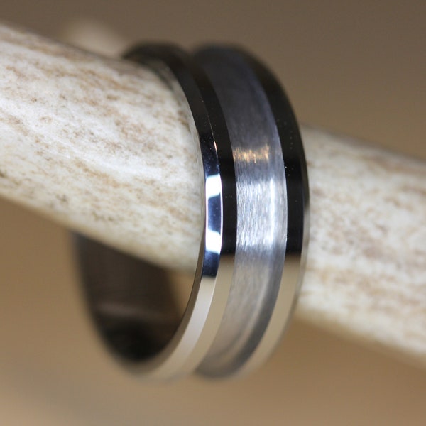 Tungsten 1-Piece Ring Blanks (8mm wide, 4mm channel) Beveled Edge