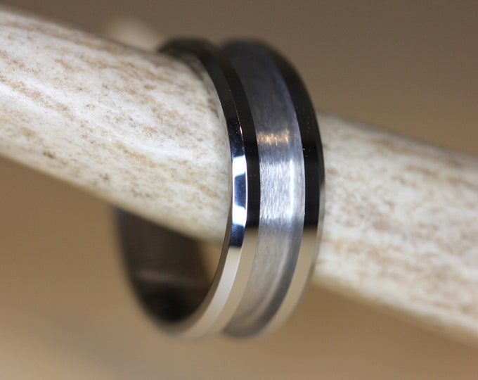 Tungsten 1-Piece Ring Blanks (8mm wide, 4mm channel) Beveled Edge
