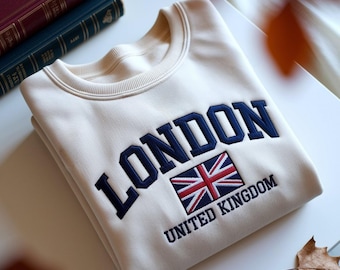 Embroidered London T-Shirt: Unisex England Travel Shirt