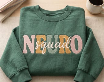 Embroidered Custom Neuro Squad Sweatshirt, Personalized Neurology Nurse Tee, Brain Health Gift