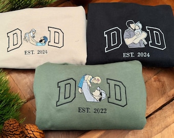 Custom Embroidered Dad Sweatshirt, Photo Portrait, Father's Day Gift